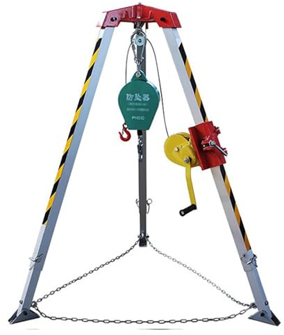 Trípode de seguridad para levantamiento de incendios resistente para espacios reducidos, equipo de rescate industrial, grúa de pie ajustable, kit de cabrestante de 1800 libras para exploración de