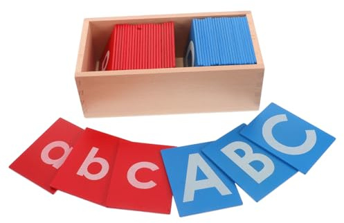 Hohopeti Montessori Alphabet Wooden Sandpaper Letters Tactile Learning Tool for Sensory Educational Supplies for Classroom and Home Use with Phonics and Letter Tracing