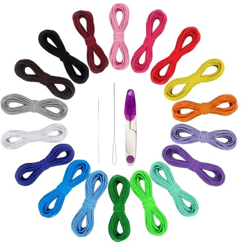 TOAOB 135 m armbandstråd 1 mm färgad elastisk tråd för armband, sladd, elastisk sats för armband med nål för halsband, pärlor, gör-det-själv-smyckestillverkning