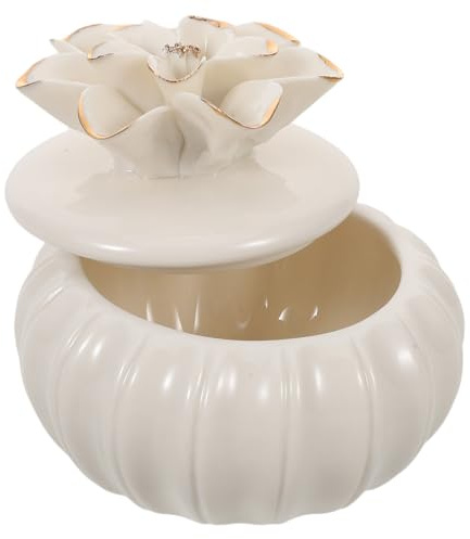 Ceramic Jewelry Storage Box Porcelain Vintage Style Keepsake Jar for Small Accessories Bedroom Living Decorative Box Lid