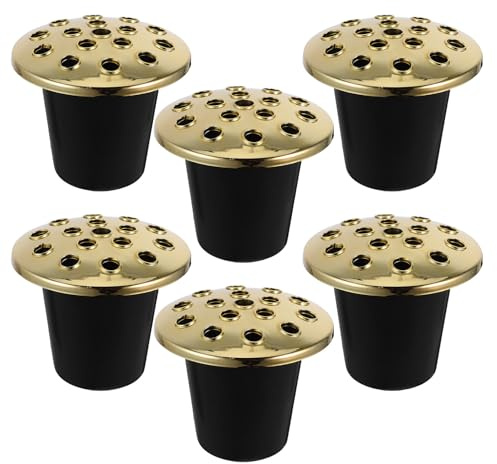 HIAKDOFT 6 Piezas Macetas para Tumbas Negras 16 Agujeros Soporte Plástico Resistente para Flores Artificiales y Naturales Florero para Cementerio Adecuado para Decoración y Arreglos