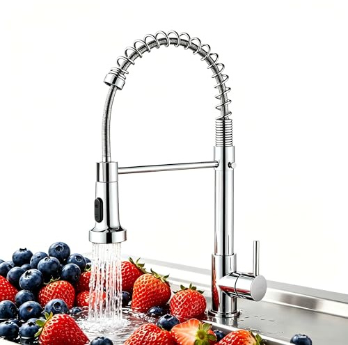 Robinet de cuisine Baollansa, mitigeur de haute pression avec douchette extractible, robinet mélangeur pour mitigeur deà deux types de jets