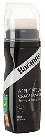 Baranne Applicateur Cirage Express Noir | Ravive la couleur du cuir | Brillance intense | Chaussures et accessoires en cuir | Applicateur mousse | 75ML