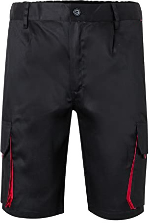 VELILLA 103007 Bermudas Bicolor Multibolsillos, Color Negro y Rojo, Talla 42
