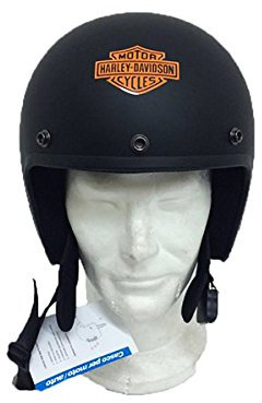 Offener Jethelm für Motorrad, klein, leicht, Homologierung, Mattes Schwarz, Logo, Aufkleber Harley Davidson Größe XXL 2 XL