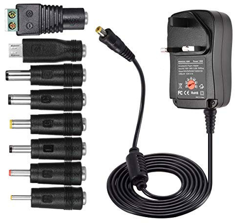 Variable Power Supply,Universal Multi Voltage Power adapter 30W 2000mA Universal AC/DC Adapter Switching Power Supply with 8 Selectable Adapter Tips & Micro USB Plug, for 3V to 12V