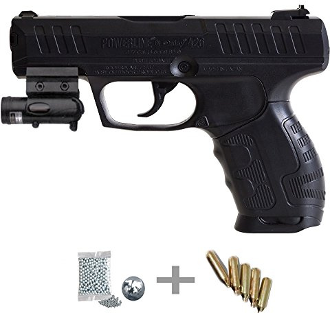 Daisy 426 láser Kit Pistola de Aire comprimido (CO2) y balines de Acero (perdigones BBS) Calibre 4.5mm + Accesorios <3,5J