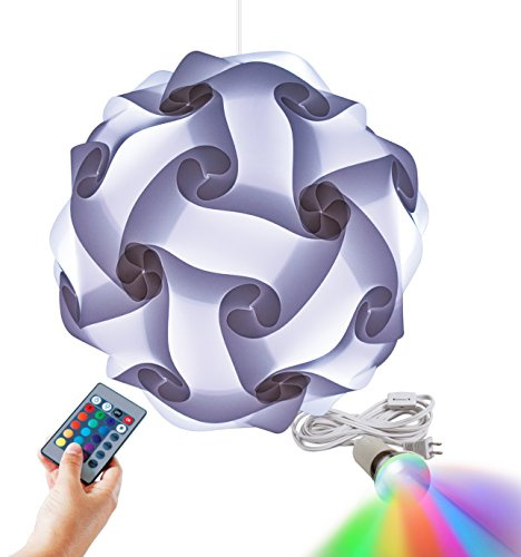 Geospace White Geosphere Puzzle Lamp with A/C Power Cord, LED Bulb & Remote (30 Piece Puzzle Lamp) (12 inch White Puzzle Lamp)