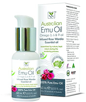 Y-Not Natural Ultra Pure Australian Emu Oil -Luxury,Hospital Grade Emu Oil 60 ml | Free Range Aboriginal Omega 3, 6 & 9 Oil Infused w/Rose Wardia -The Ultimate Moisturizer for Skin, Hair,Nails,Scalp