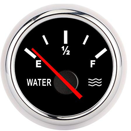 Medidor de nivel de agua, indicador de nivel de líquido de agua de 2 pulgadas de alta precisión Universal para camión de yate(Marco plateado sobre negro)