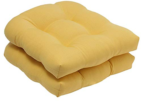 SWECOMZE 2pc Sitzkissen Polster Kissen,Hochwertig Stuhlkissen Bezug Waschbar und Pflegeleicht Sitzpolster Gartenstuhl Polster,48x48cm (Gelb)