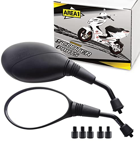 Area1 moto juego de espejos/Marca de homologacion E / 2xM10 derecha, 2xM8 derecha, 1xM10 izquierda, 1xM8 izquierda/se adapta a Tweet 50, 125, 150, RS, V-Clic (V50)