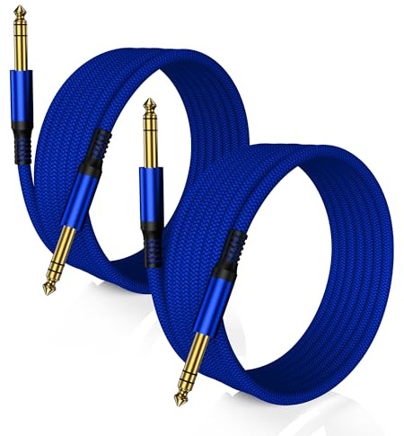 RUXELY Cavo Audio Jack 6.3 mm 3M 2-Pezzi,Cavi Filo Doppio 6.35mm Maschio,Cable Guitar TRS Bilanciato 1/4 Pollici per Strumenti,Chitarra Elettrica,Basso,Tastiera Musicali,Amplificatore,Casse,Amp