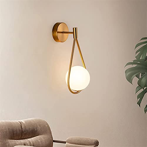 D'or Ronde LED Applique Murale Industrielle Vintage Ajustable Lampe Murale Dorée Sphérique Verre Métal Gouttelettes D'eau Eclairage Mural E27 pour Chambre des Enfants Salon Escalier Lampe de Couloir