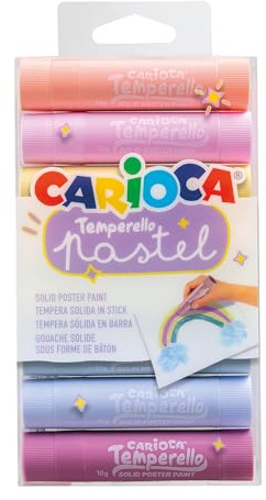 CARIOCA - Temperello Pastel, Témperas Sólidas en Barra, 8 Uds