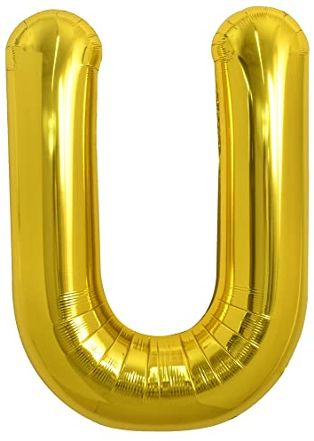 TONIFUL 40 Zoll Große Goldfarbene U Buchstabe Ballon, Jumbo Helium Folie Mylar Big Alphabet für Geburtstagsfeier, Jubiläum, Valentinstag Zubehör Dekorationen