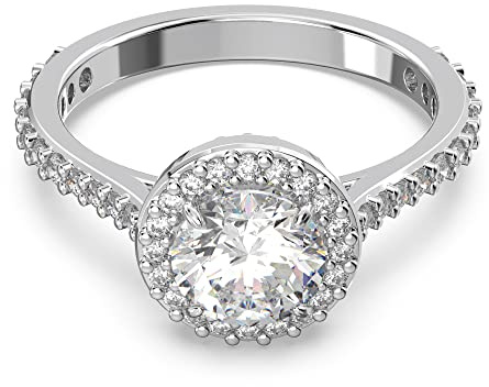 Swarovski Una Angelic Kollektion Cocktailring, Rundschliff, Pavé, Weiß, Rhodiniert
