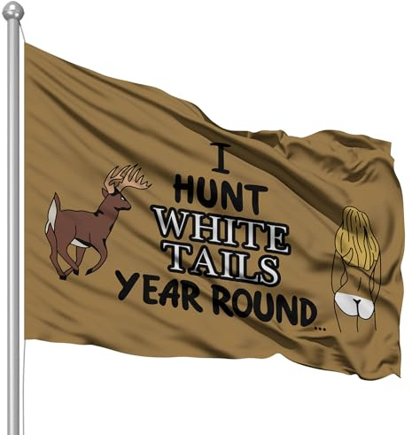 I Hunt White Tails Year Round 3x5 Feet Polyester Flag Banner College Dorm Decor Deer Hunting Hunter Big Rack Hunter
