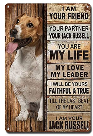 Ymyoo Plaque en métal vintage avec inscription « I Am Your Friend » - Cadeau pour les amateurs de Jack Russell - Impression murale vintage - Panneau de jardin pour décoration d'intérieur - 20,3 x 30,5