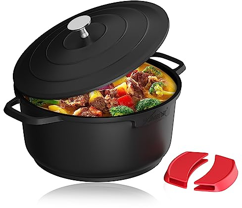 24cm Kochtopf Homelux Topf Induktions Kochtopf mit Deckel, Antihaftbeschichtung, Silikongriffüberzug, 4L Suppentöpfe aus Aluminium für alle Herdarten(H-D24-C100)