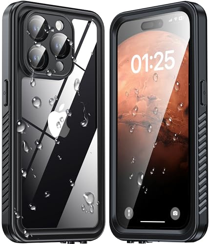 ANTSHARE iPhone 15 Pro Case, IP68 Waterproof Dustproof with Built-in Screen/Camera Protector, Full Body Sealed Shockproof Case for iPhone 15 Pro 6.1” (Black)