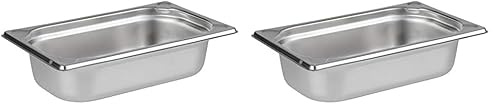 APS 81402 GN 1/4 Behälter, rostfreier Gastronormbehälter Edelstahl, Abmessungen 265 x 160 mm/Höhe 65 mm/Volumen 1,8 Liter (Packung mit 2)