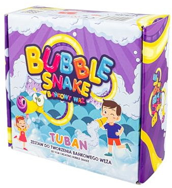TUBAN Seifenblasen Set: Seifenblasen Schlange mit 60ml Seifenblasenflüssigkeit, Flasche & Teller, kreatives Outdoor-Spielzeug für Kinder, ideal für Garten, Kindergeburtstag & Party-Spielspaß