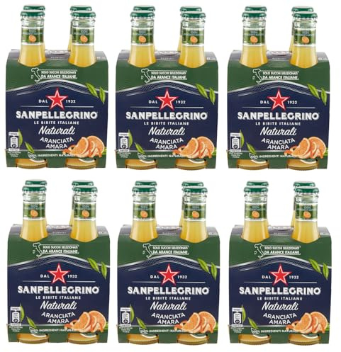 SanPellegrino San Pellegrino Aranciata Amara Naturali Lot de 24 boissons rafraîchissantes jetables en verre orange amère 20 cl