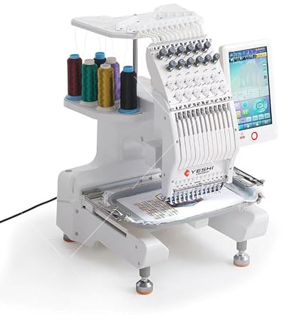 Kommerzielle Stickmaschine Mit 1000 U/min, Computergesteuerte Einzelkopf-Stickmaschine Mit 12 Nadeln Und 5 Millionen Nadelmustern, Siehe Designrichtung Im Voraus, 20 X 30 Cm Fläche,15 Funktionen