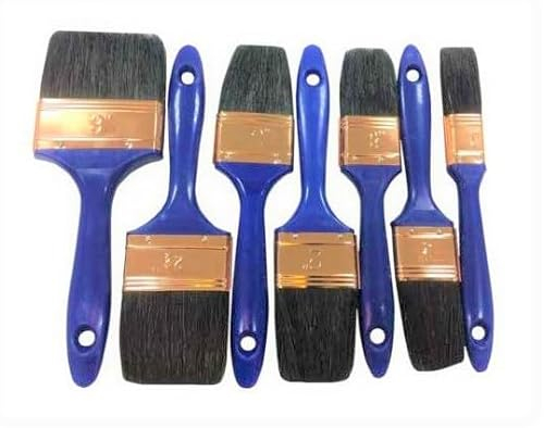 7 TLG. Malerpinsel, Lackierpinsel, Lasurpinsel, Pinsel Set Flachpinsel Satz Naturborsten Mix