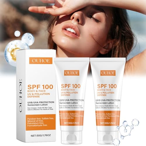 Orgrul Crema solare SPF 100, protezione UVA/UVB ad ampio spettro, resistente all'acqua, lozione anti-età (5 x 50 g)