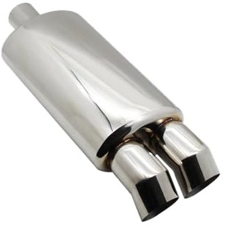 LENTLY Auspuff Endrohr Autozubehör Auspuffanlagen Universal-Schalldämpferrohr Polierter Edelstahl Gebrannter Blauer Silberner Schalldämpfer Doppelexport 63 Mm Endrohr(Bend Silver 63MM)