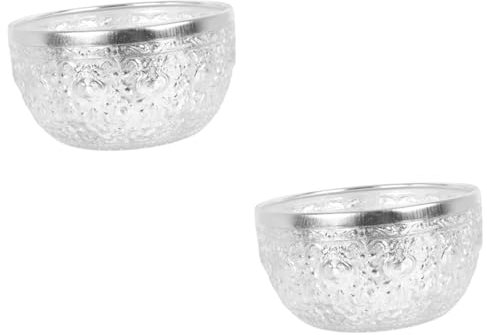 VOSAREA 2pezzi Ciotola Decorativa Argentato Per Ristoranti e Uso Domestico Ciotola Rotonda Intagliata Per Frutta e Dessert Da Design Elegante e Pratico Adatta Cucina e Tavola Convenienti