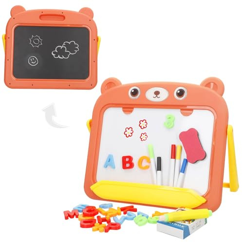 ColorBaby 47988 Good Idea Pizarra magnética Infantil 2 en 1, Tizas, Rotuladores, Letras y Números, Portatizas y Borrador, Regalo niña 3 años, Pizarras Infantiles, Juguetes educativos