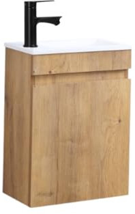 Kometmöbel Mobile Bagno con Lavabo preassemblato piccolo lavabo con mobiletto (Rovere 40cm, Senza Rubinetto)