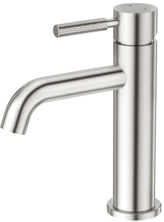 CREA Waschtischarmatur Bad für Waschbecken, Waschtisch Armatur Wasserhahn Bad Waschbeckenarmatur Badarmatur, Edstahl Gebürstet