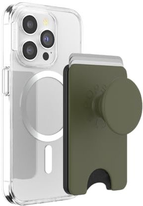 PopSockets Phone Wallet for MagSafe, Phone Card Holder with Grip, Green - Fatigue