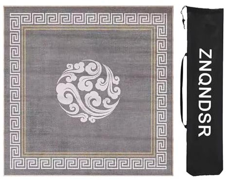 ZNQNDSR Mahjong-Spielmatte Mit Aufbewahrungstasche, Quadratische Mahjong-Tischdecke, rutschfeste Mahjong-Matte Für Mahjong-Kartenspiele(Gray,80cm/31in)