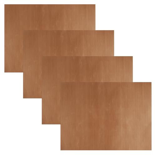 4 Fogli Carta Forno Riutilizzabile 30x40cm, Tappetino Forno in Teflon Antiaderente Resistente al Calore Tagliabile a Misura, Tappetini Proteggi Forno per Teglia da Forno (Marrone)