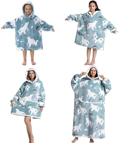 emmarcon coperta da divano indossabile, poncho lungo unisex in flanella con cappuccio e maniche lunghe, plaid indossabile caldo e morbido