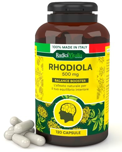 Rhodiola Rosea Integratore Buon Umore 500mg Contro Stress Made in Italy | Forte Azione Tonico Adattogena 400mg di Rhodiola per Capsula RadiciVitalia per Benessere Emotivo - Barattolo da 120 Capsule
