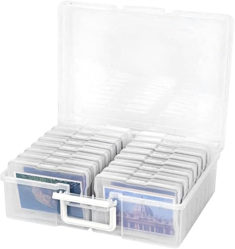 JF HOME BLISS Photo Storage Box 4 x 6 - 16 Inner Craft Storage Photo Cases Clear Plastic Organizer for Pictures Crafts and Seeds