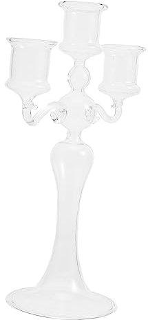 Homoyoyo 3-Armiger Kristall-Kerzenhalter Aus Glas Für Stabkerzen – Eleganter Kandelaber Für Romantische Tischdekoration Bei Hochzeiten Jahrestagen Und Festlichen Anlässen