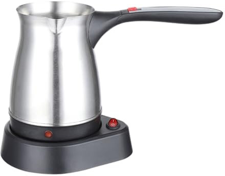 byepica Cafetera eléctrica turca de 600 W, cafetera de acero inoxidable de 16.9 onzas líquidas con base desmontable y mango antiquemaduras