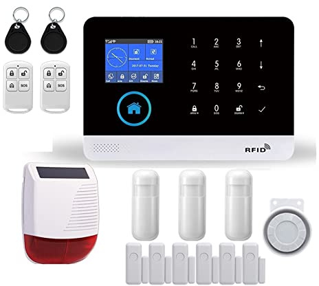 Sistema di sicurezza domestica, Allarme domestico Wireless 4G di allarme di sicurezza domestica for APP Tuya con sensore di movimento for animali domestici Rilevatore di fumo Gas(N)