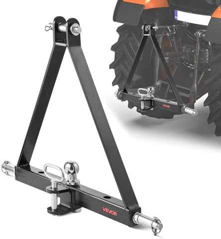 VEVOR Attelage 3 Points avec Récepteur 5 cm, Fixation Rapide 3 Points, Capacité 2721 kg, Adaptateur Barre de Remorquage Robuste pour Effectuer Travaux Agricoles pour Plupart Tracteurs à Attelage 5 cm