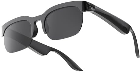 laxreheye Lunettes sans fil – Verres anti-lumière bleue avec contrôle vocal – Monture légère protection UV pour appels audio unisexe sport travail et jeu