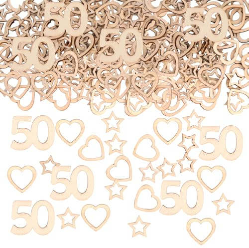 150 Stück Konfetti Geburtstag, Tischdeko 50. Geburtstag Streudeko, Holz Konfetti, Streudeko Holz, Geburtstagsdeko für Frau Mann, Confetti für Geburtstagsdeko Tisch, Party Dekoration