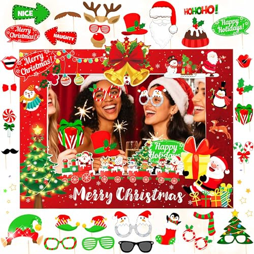 LaVenty Weihnachts Fotokabinen Requisiten Weihnachtsfeier Spielzubehör | Weihnachts Fotokabinen Requisiten Weihnachtsfeier Spielzubehör Weihnachts Selfie Requisiten Lets Get Ugly Partydekoration