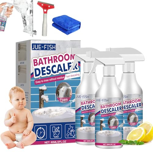 Reiniger für Hartnäckige Flecken, 2026 Neuster Bathroom Descaler Schaum, Badreiniger Extra Stark Putzmittel für Fliesenreiniger Glas Kanalisation Toiletten (3, 60 ML)